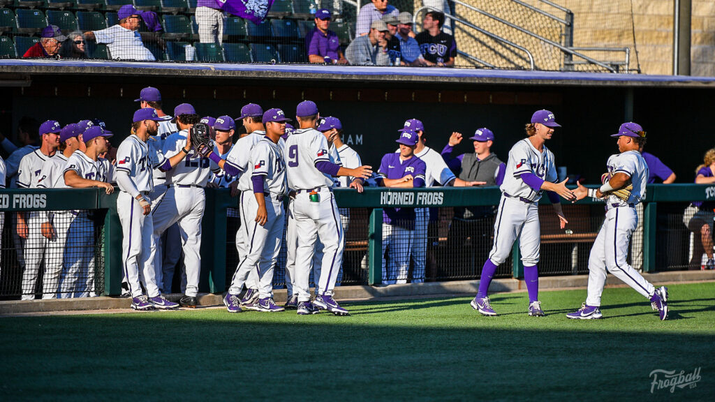 TCU team heads to dugout after succesful defensive outing.  