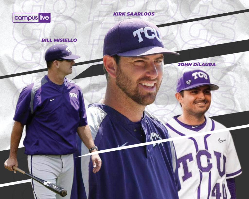 graphic of the new tcu baseball coaching staff, Kirk Saarloos